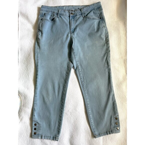 Light blue stretch denim capris - Picture 1 of 4